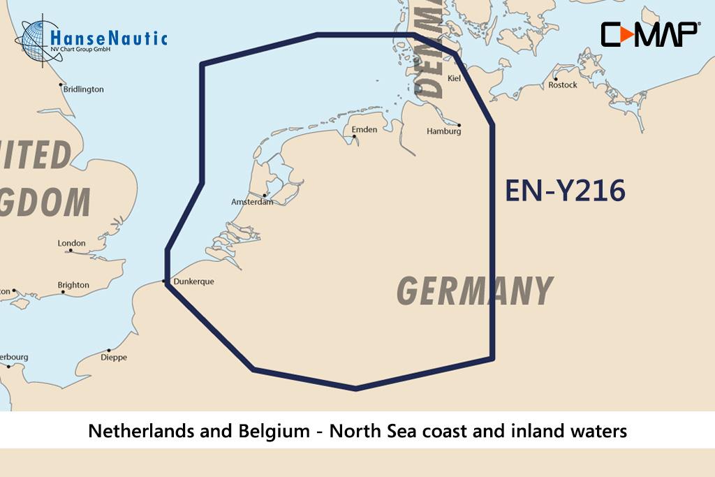 C-MAP Discover Pays-Bas & Belgique - Côte de la mer du Nord et eaux intérieures EN-Y216