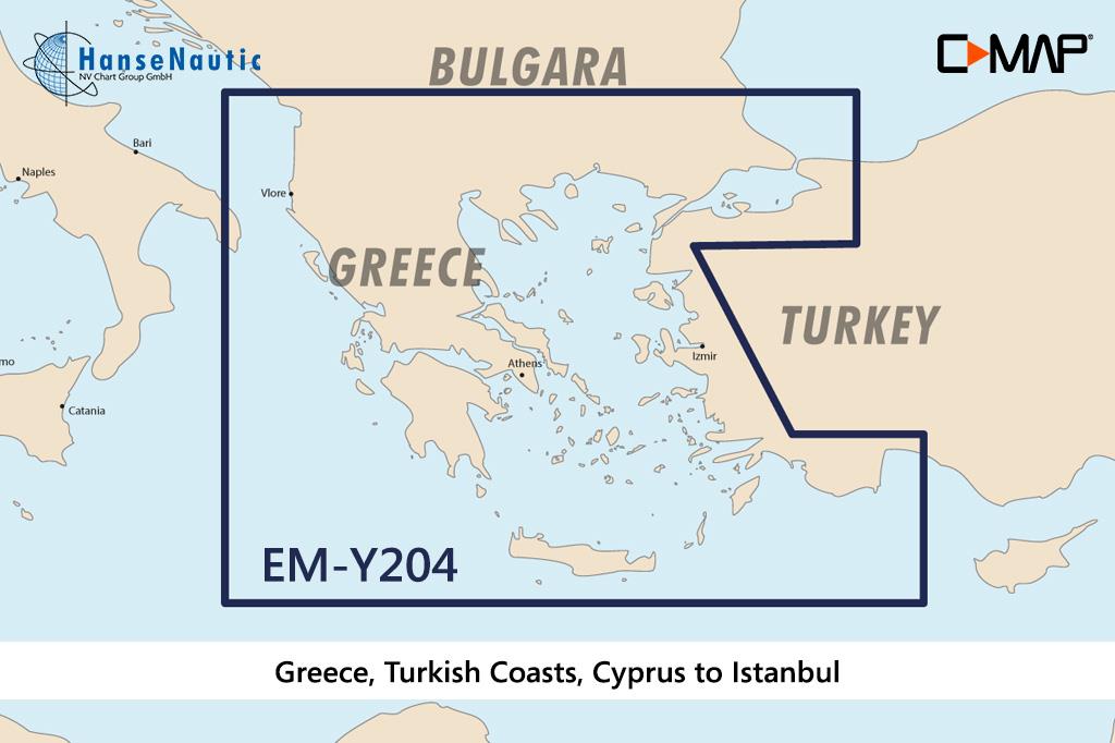 C-MAP Discover Mer Égée, Grèce, Turquie. Côtes, de la Crète à Istanbul EM-Y204
