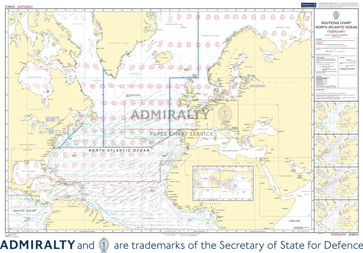 Admiralty Routeing Charts North-Atlantic 5124 (September)