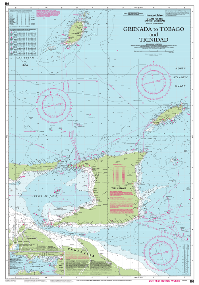 IMRAY CHART B6 Grenada to Tobago and Trinidad passage chart