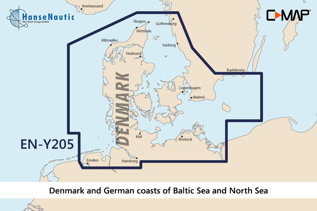 C-MAP Discover Dänemark & Deutsche Küsten von Ostsee u. Nordsee (Karlskrona-Emden) EN-Y205