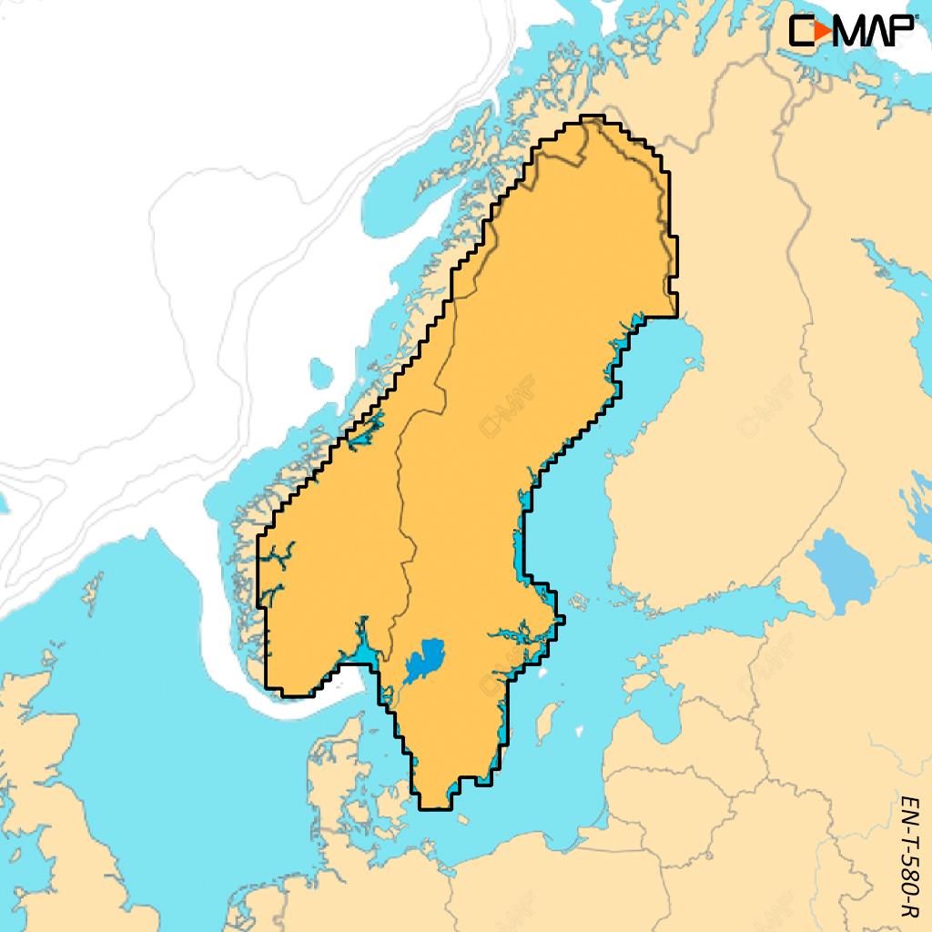 C-MAP Reveal X Suède et Norvège (eaux intérieures, côte de la mer Baltique) EN-T-580
