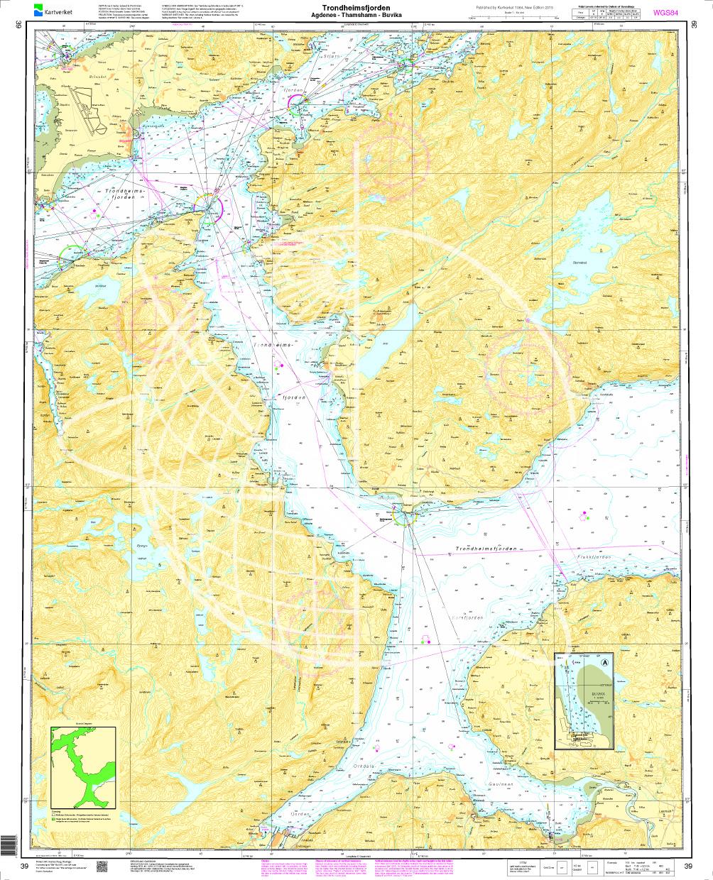 Norwegen N 39 Atlantik, Trondheimsfjord mit  Agdenes - Thamshamn - Buvika