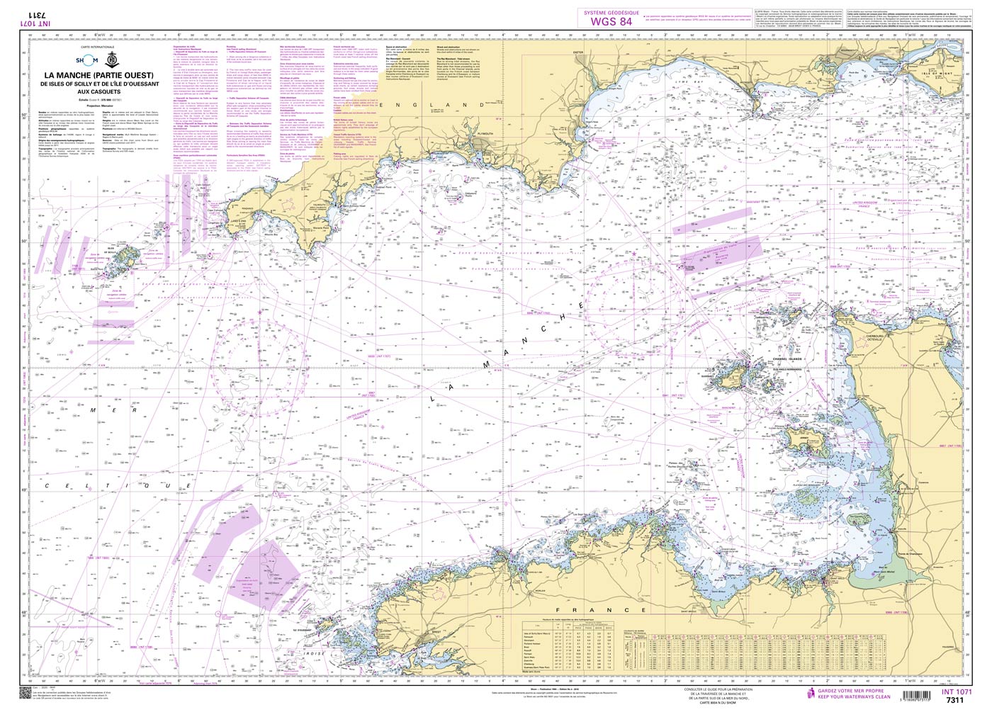 Shom 7311 - INT 1071 La Manche (Partie Ouest) - De Isles of Scilly et de l'Île d'Ouessant aux Casquets