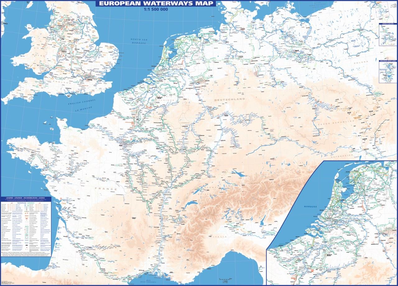 Karte der Wasserstrassen Europa