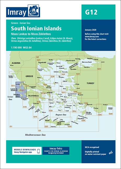 IMRAY CHART G12 South Ionian Islands Nisos Levkas to Nisos Zakinthos