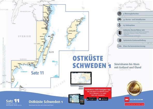 Sportbootkarten Satz 11: Ostküste Schweden 1, Delius Klasing  