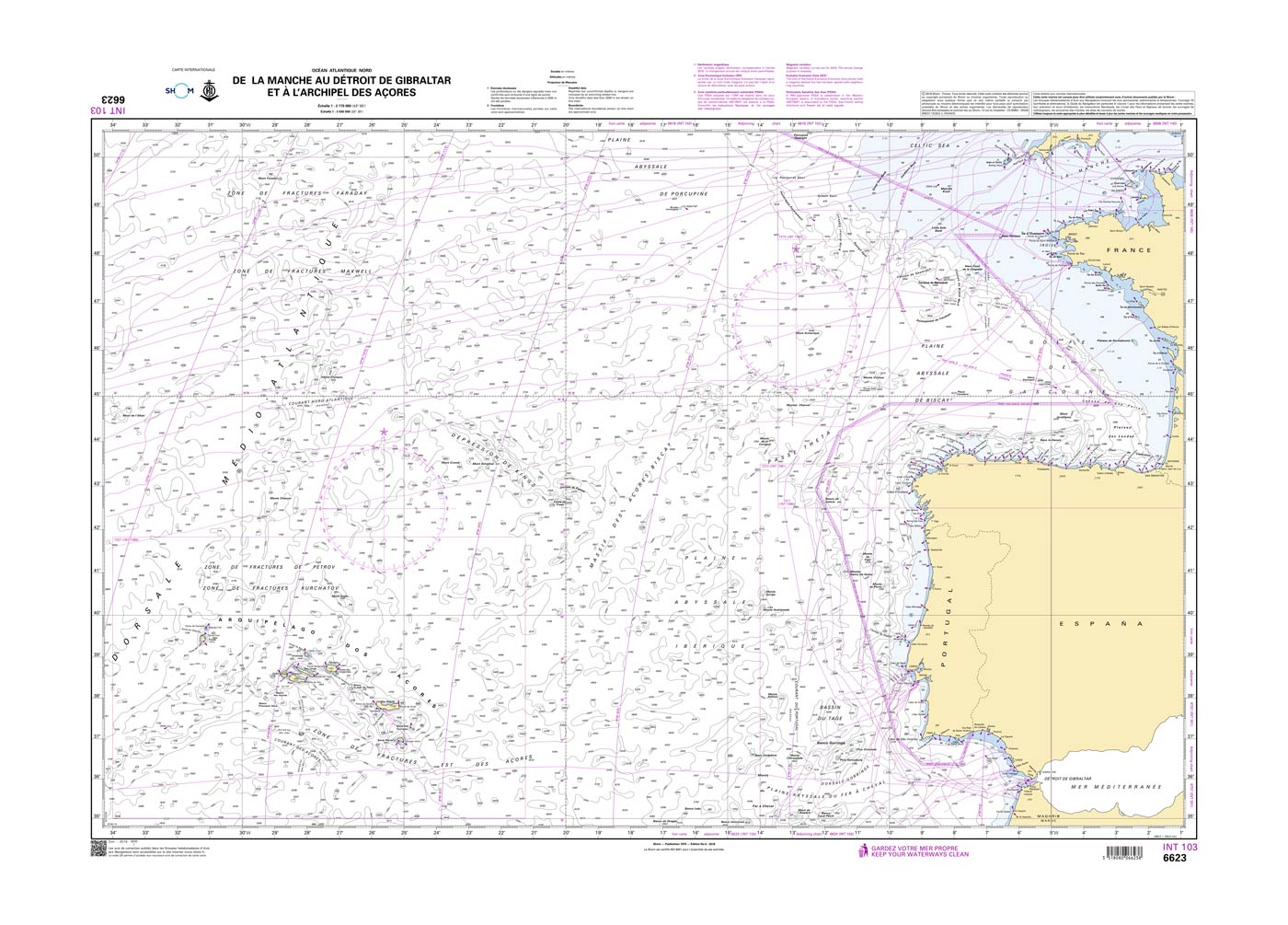 Shom 6623 - INT 103 De La Manche au Détroit de Gibraltar et à l'archipel des Açores