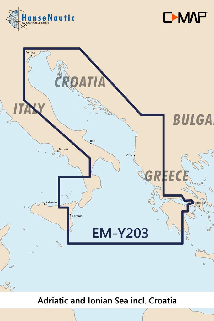 C-MAP Discover Mer Adriatique et mer Ionienne, y compris la Croatie EM-Y203