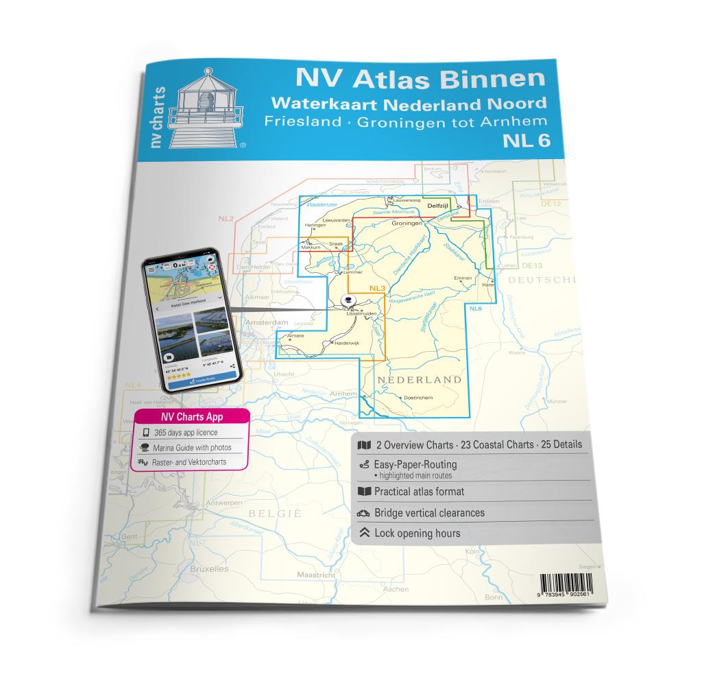 NV Atlas Binnen NL6 - Waterkaart Nederland Noord - Friesland - Arnhem