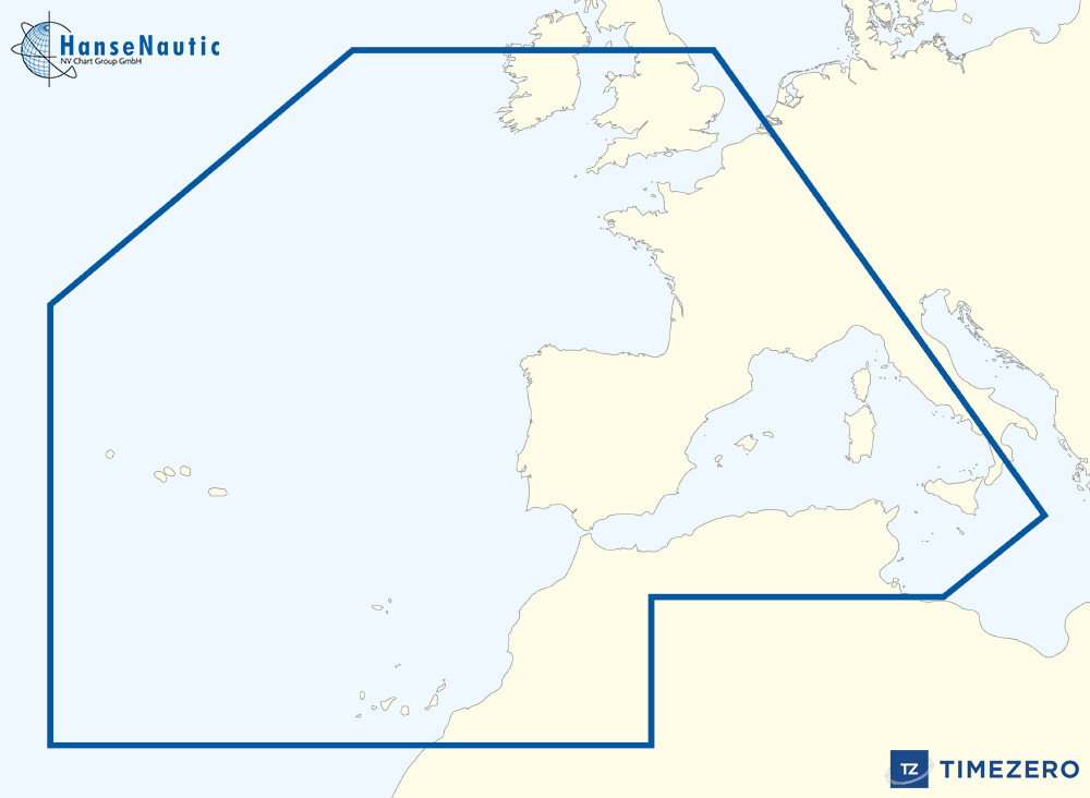 Timezerokarte  Westeuropäische Küsten und  westliches Mittelmeer