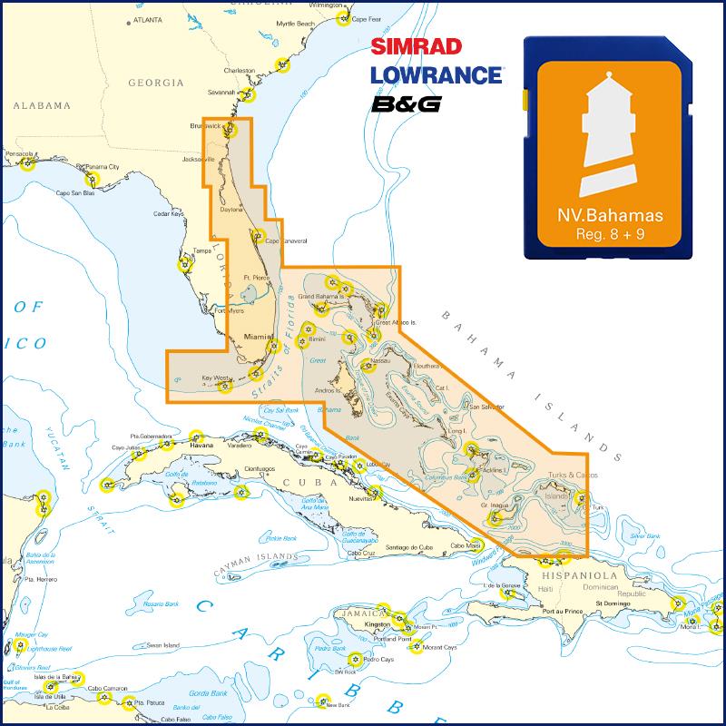 Carte pour traceurs Floride, Bahamas & Bermudes 
