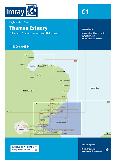 IMRAY CHART C1 Thames Estuary Tilbury to North Foreland and Orfordness