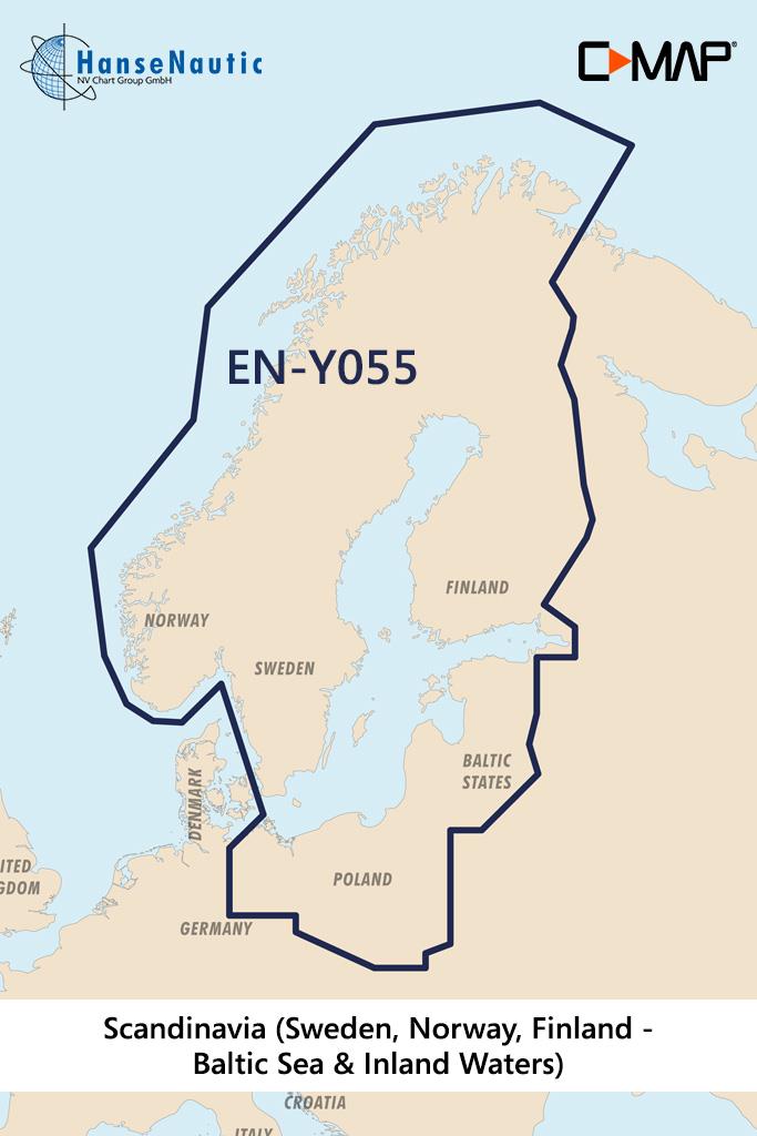C-MAP Discover Scandinavie (Suède, Norvège, Finlande - mer Baltique et eaux intérieures) EN-Y055