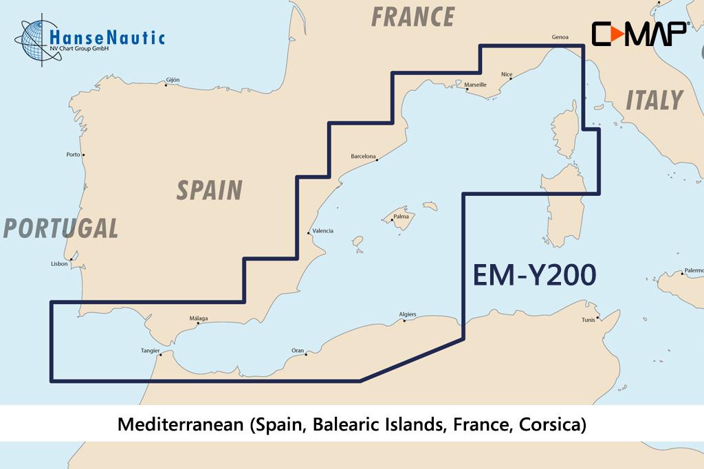 C-MAP Discover Méditerranée occidentale (Espagne, Baléares, France, Corse) EM-Y200