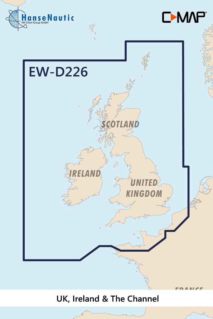 C-MAP 4D MAX+ Wide EW-D226 L'Angleterre, L`Irlande et La Manche