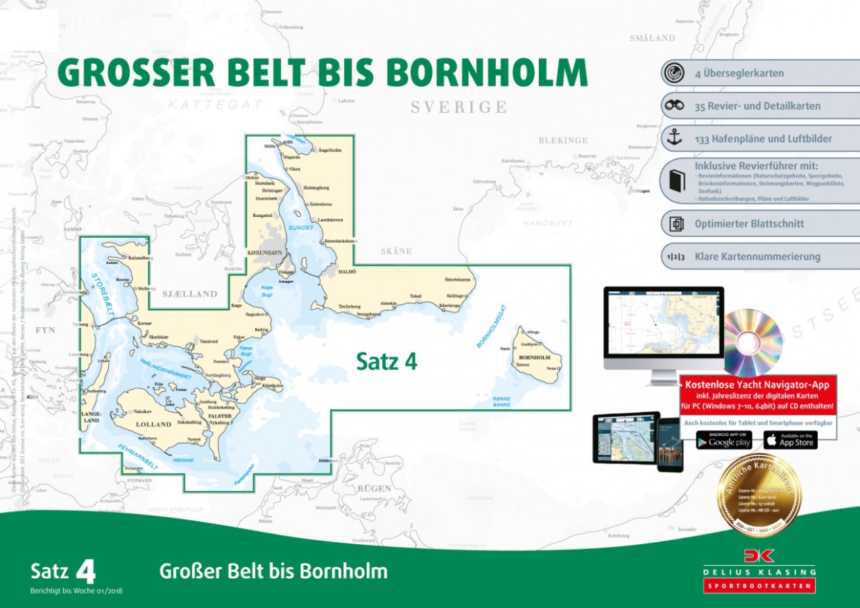 Sportbootkarten Satz 4: Großer Belt bis Bornholm, Delius Klasing