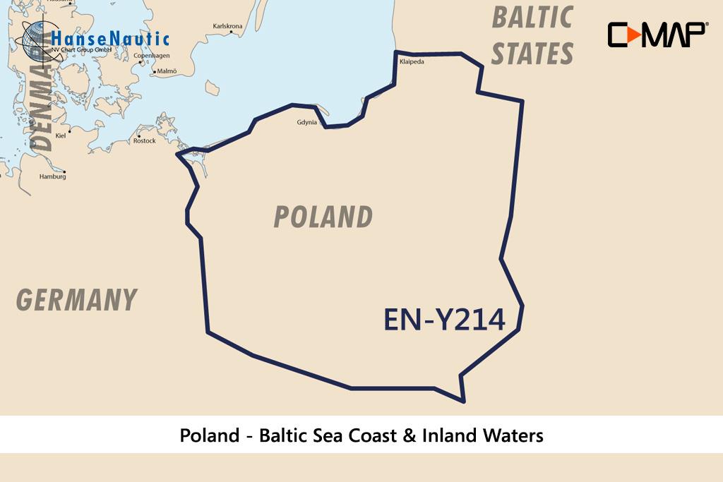C-MAP Discover Pologne - Eaux intérieures et côtes de la mer Baltique EN-Y214