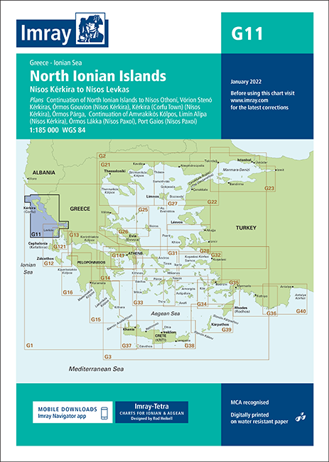 IMRAY CHART G11 North Ionian Islands Nisos Kerkira to Nisos Levkas