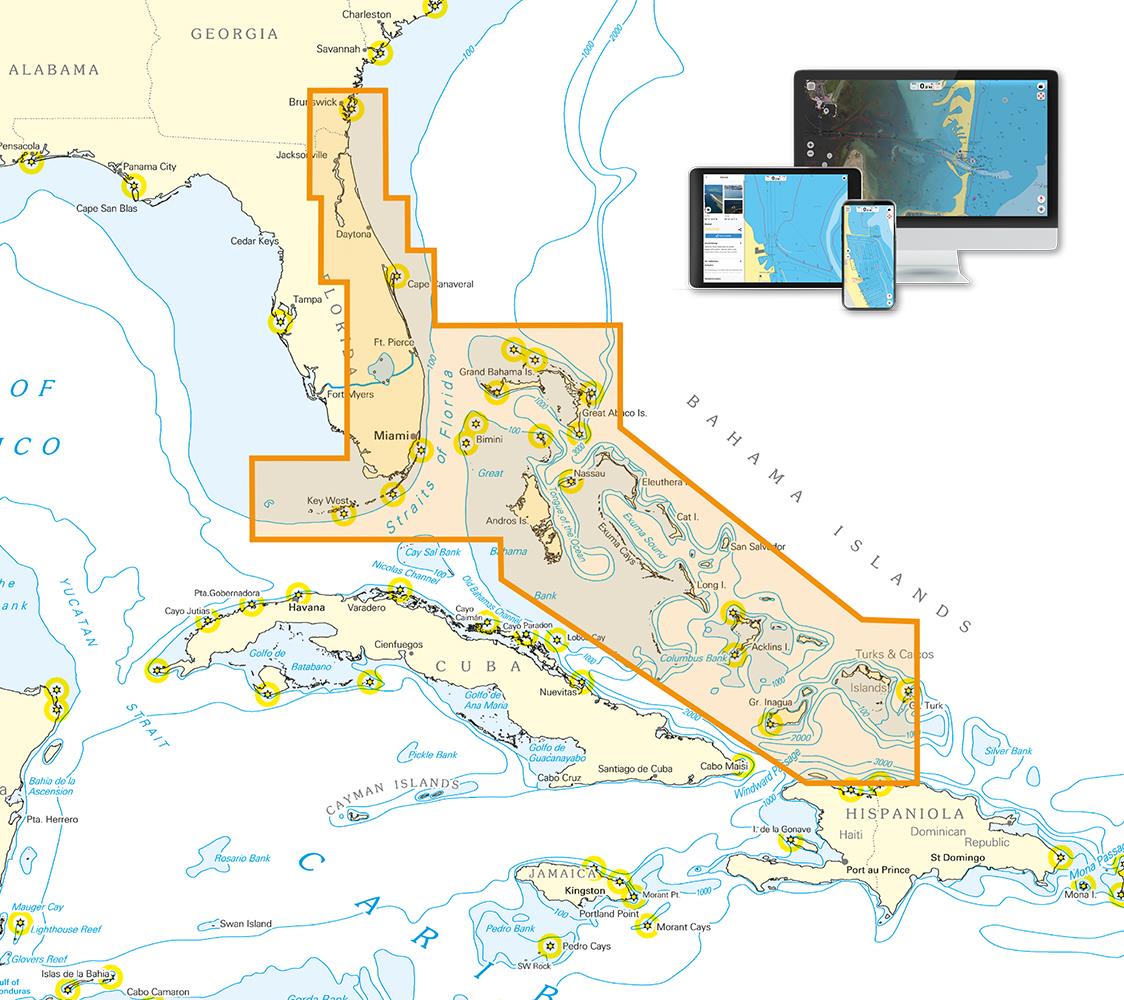 Digitale Seekarten für die NV Charts App - Florida und Bahamas