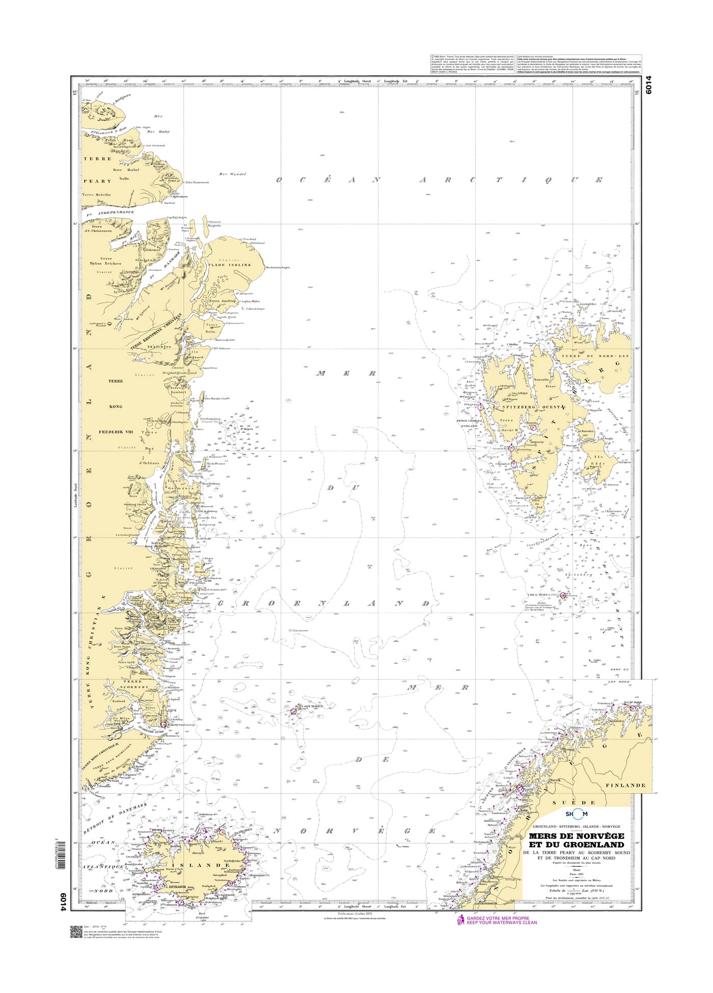 Shom 6014 - Mers de Norvège et du Groenland - De la Terre Peary au Scoresby Sound et de Trondheim au Cap Nord